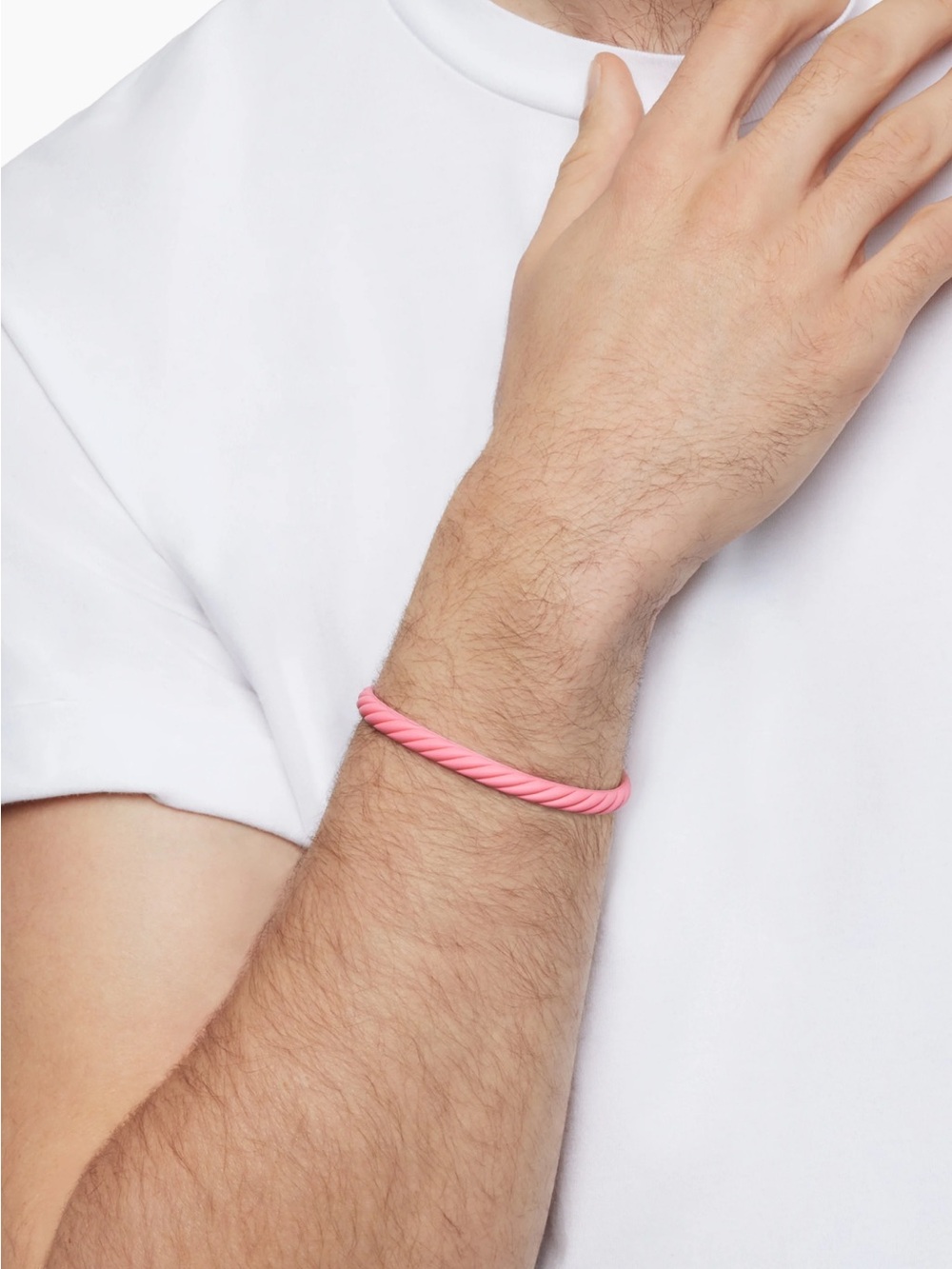 David Yurman Cable Bracelet Pink Rubber, 6mm NWT Size L - Picture 2 of 3